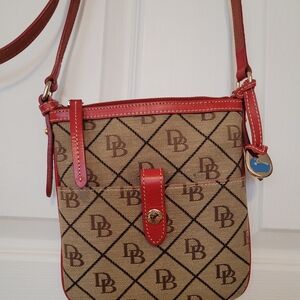 Dooney & Bourke Brown Signature Crossbody with Red Trim